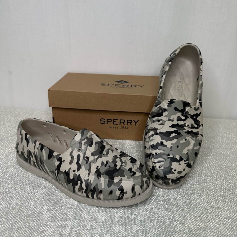 Sperry ⭐️ New A/O Float Gray Camouflage Loafers Sz 8M